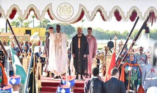 الملك يقيم حفل استقبال رسمي بالرباط على شرف رئيس جمهورية نيجيريا الفدرالية