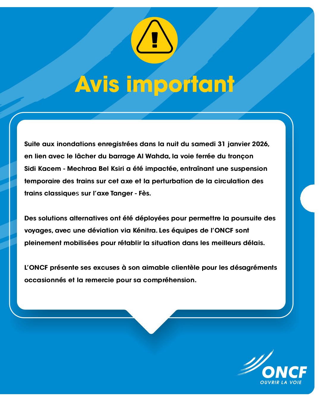 فيضانات مرتبطة بسدّ الوحدة تُربك حركة النقل السككي على محور طنجة–فاس